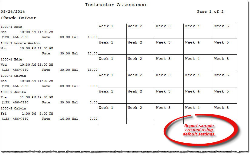 Instructor Attendance report